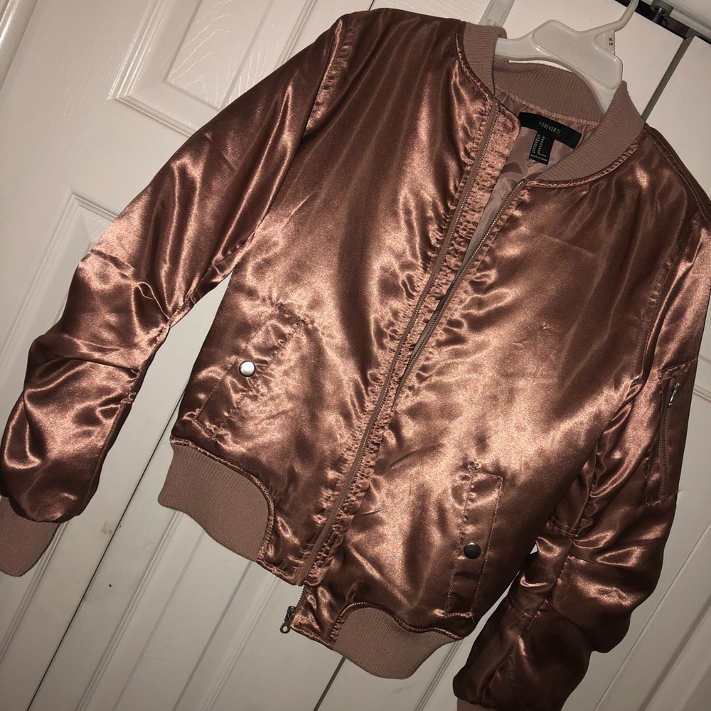Forever 21 Pink Metallic Bomber Coat